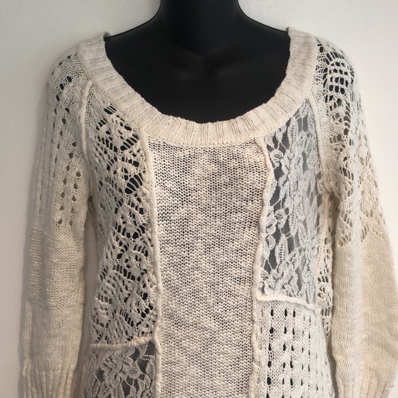 Maurice sweater lace and knit white size small - Picture 2 of 5